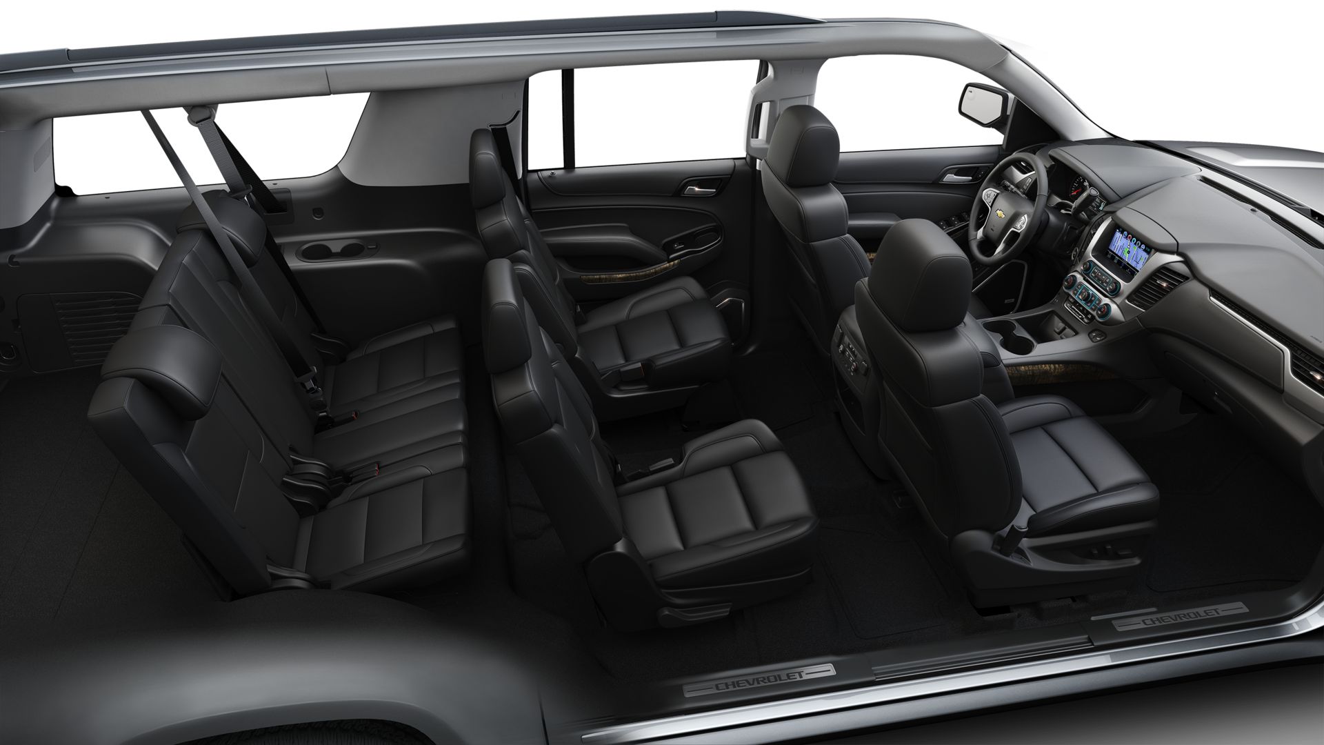 black Chevrolet Suburban 2019 7 person suv